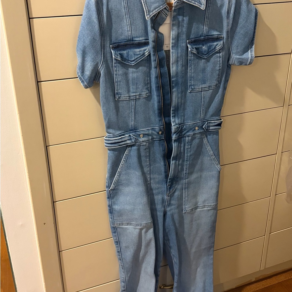 Good American Light Blue Denim Jumpsuit